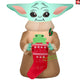 3.5' Gemmy Airblown Inflatable Christmas Star Wars Baby Yoda w/ Frog in Stocking