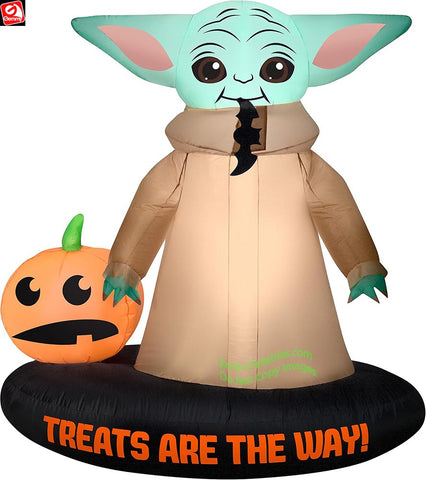 5.5' Gemmy Airblown Inflatable The Mandalorian Grogu w/ Jack O' Lantern