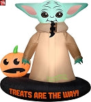 5.5' Gemmy Airblown Inflatable The Mandalorian Grogu w/ Jack O' Lantern