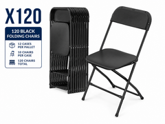 Black Plastic Folding Chairs - 120 Pack by Cutting Edge