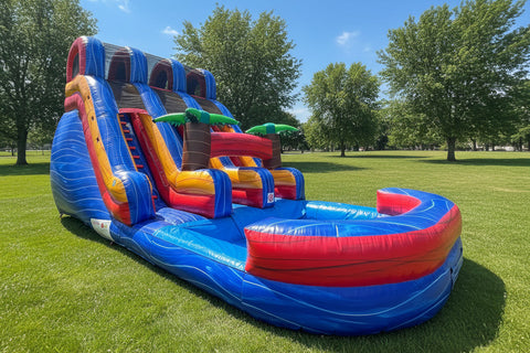 Blue Malibu 18' Double Lane Water Slide WS4185-B | Commercial inflatable Water Slide