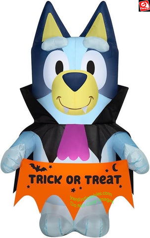 6.5' Gemmy Airblown Inflatable Halloween Bluey as Vampire w/ Sign