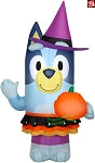 4' Gemmy Airblown Inflatable Halloween Bluey as Witch w/ Pumpkin