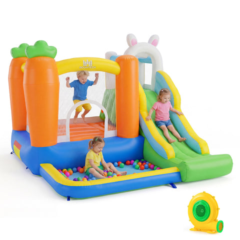 Bounce House for Kids 3-12 with Climbing Wall and 370W Blower for Backyard Party