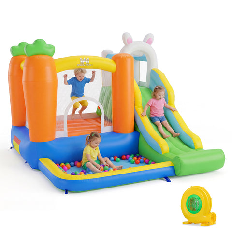 Bounce House for Kids 3-12 with Climbing Wall and 480W Blower for Backyard Party