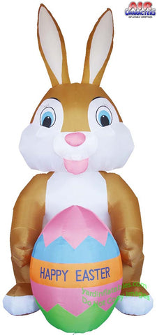 4' Air Blown Inflatable Pink Bunny Holding Easter Egg