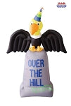 7' Air Blown Inflatable Buzzard sitting on "Over the Hill" Tombstone