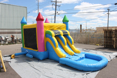 2-Lane Rainbow Castle Combo w/ Pool