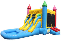 13' H 2-Lane Rainbow Castle Combo W/ Pool by MoonWalk USA