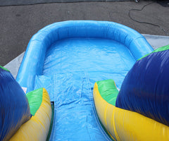 13' H 2-Lane Green N Blue Combo W/ Pool by MoonWalk USA