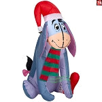 3.5' Gemmy Airblown Inflatable Christmas Eeyore w/ Santa Hat and Scarf