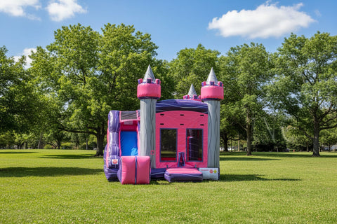 5x Jump & Splash Diamond Castle Commercial Inflatable Bounce House Combo - CO2329