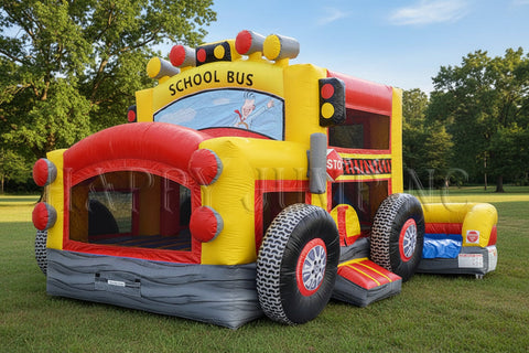 School Bus Combo Commercial Inflatable Bounce House Combo - CO2405