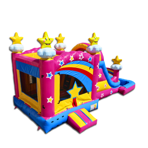 CWS-240D Pink Large Pool Combo Water Slide Double Line