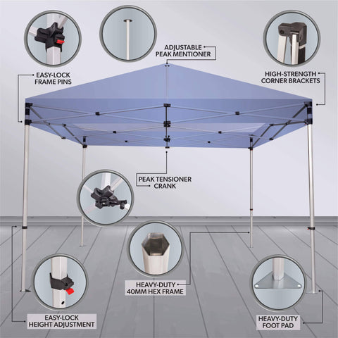 Custom Canopy Tent with Three Back Walls, Feather Flags & Table Cover