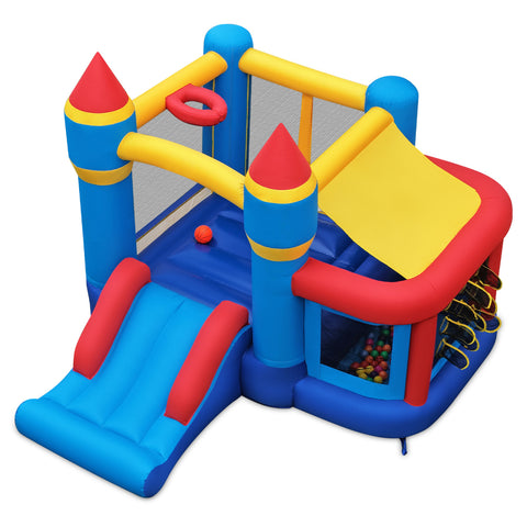 Inflatable Bounce House with Slide Ball Pit & Pitching Game for Birthday Party Carnival