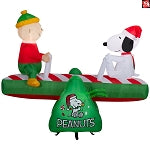 5.5' Gemmy Airblown Inflatable Animated Christmas Snoopy and Charlie Brown Teeter Totter