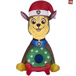 3' Gemmy Airblown Paw Patrol's Chase in Santa Hat w/ Wreath