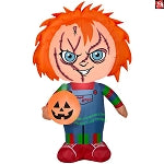 3.5' Gemmy Airblown Inflatable Halloween Chucky the Doll w/ Jack O' Lantern