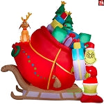 13' Gemmy Airblown Inflatable Colossal Christmas Grinch and Max Sleigh Scene