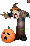 7 1/2' Gemmy Airblown Inflatable Halloween ANIMATED Creepy Hunched Scarecrow w/ Pumpkin