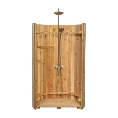 Crescent Curved Rinse Outdoor Shower – Polished Finish