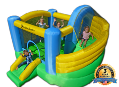 curved double slide bounce house
