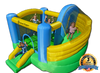 Image of curved double slide bounce house