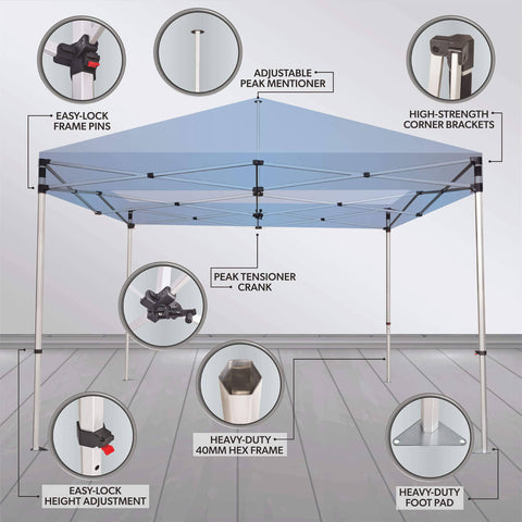 Custom Canopy Tent with Full Back, Half Side Walls, Feather Flags & Table Cover