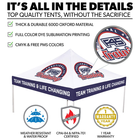 Custom Canopy Tent with Three Back Walls & Table Cover