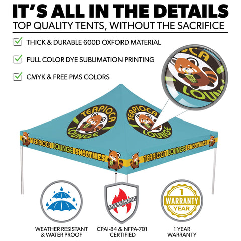 Custom Canopy Tent with Back Wall & Table Cover