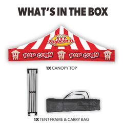 Custom Canopy Tent with Back Wall, Feather Flags & Table Cover