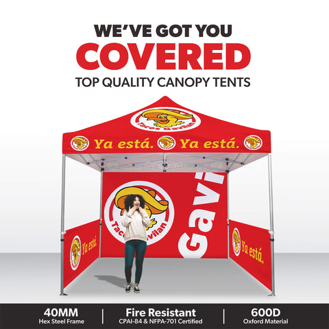 Custom Canopy Tent with Full Back & Half Side Walls