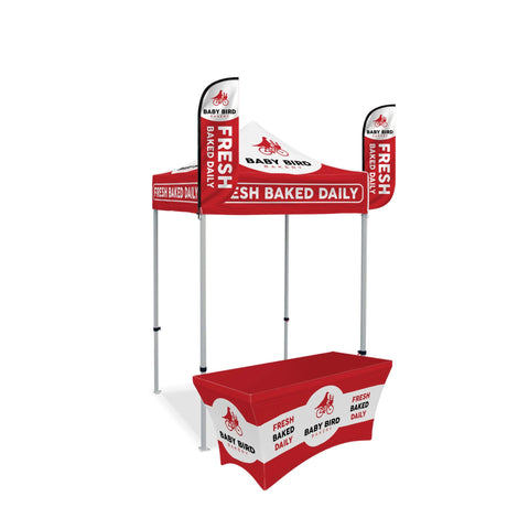 Custom Canopy Tent with Feather Flags & Table Cover