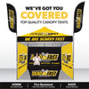 Image of Custom Canopy Tent with Three Back Walls, Feather Flags & Table Cover
