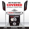 Image of Custom Canopy Tent with Back Wall, Feather Flags & Table Cover