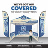 Image of Custom Canopy Tent with Full Back Wall, Half Side Walls & Feather Flags