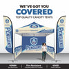 Image of Custom Canopy Tent with Full Back Wall, Half Side Walls & Feather Flags