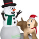 4' Inflatable Golden Retriever Peeing on Snowman by Gemmy Inflatables