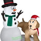 4' Inflatable Golden Retriever Peeing on Snowman by Gemmy Inflatables