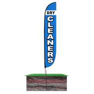 Dry Cleaners Feather Flag Blue