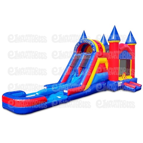 18'H Bounce N Double Dip Dual Lane w/ Pool by eInflatables