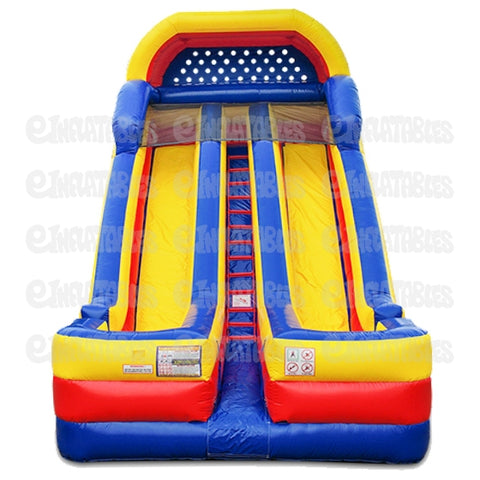 20'H Dual Lane Dry Slide with Side Exits by eInflatables