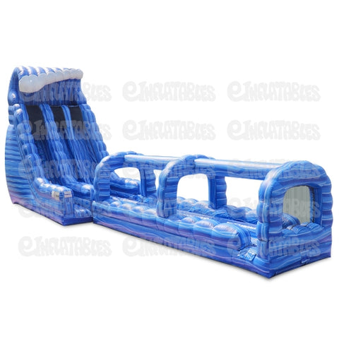 22'H Blue Crush 2 Lane Run N Slide Combo by eInflatables - Front View