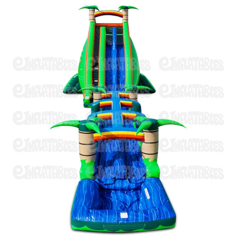 36'H Tropical 2 Lane Run N Splash Combo by eInflatables