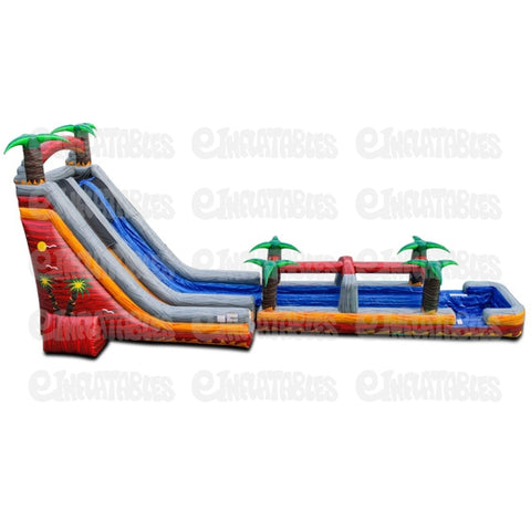 27'H Blazing Tropic 2 Lane Run N Splash Combo by eInflatables