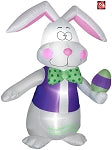 7' Gemmy Airblown Inflatable Easter Bunny W/ Bowtie and Easter Egg