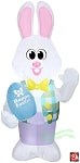 4' Gemmy Airblown Inflatable Easter White Bunny Holding "Happy Easter" Egg