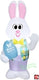4' Easter White Bunny Holding "Happy Easter" Egg by Gemmy Inflatable