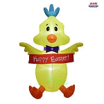 5' Air Blown Inflatable Easter Chick Holding "Happy Easter" Banner